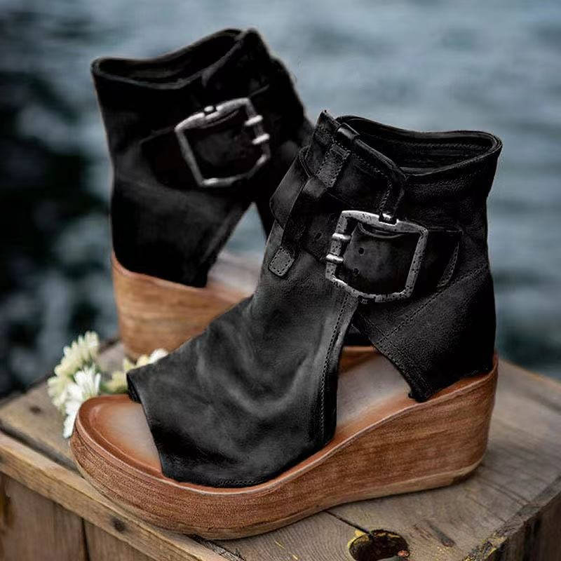 Leather Comfort Sandals, Wedge Sandals for Everyday Wear and Casual Style