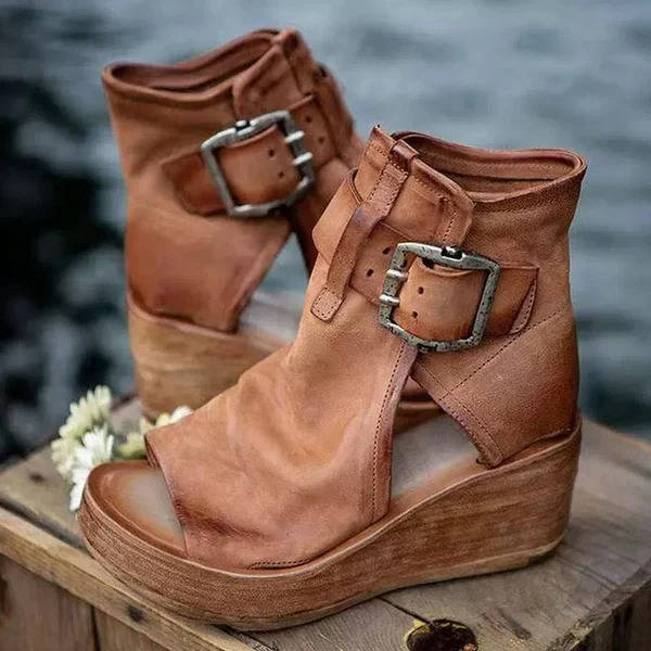Leather Comfort Sandals, Wedge Sandals for Everyday Wear and Casual Style
