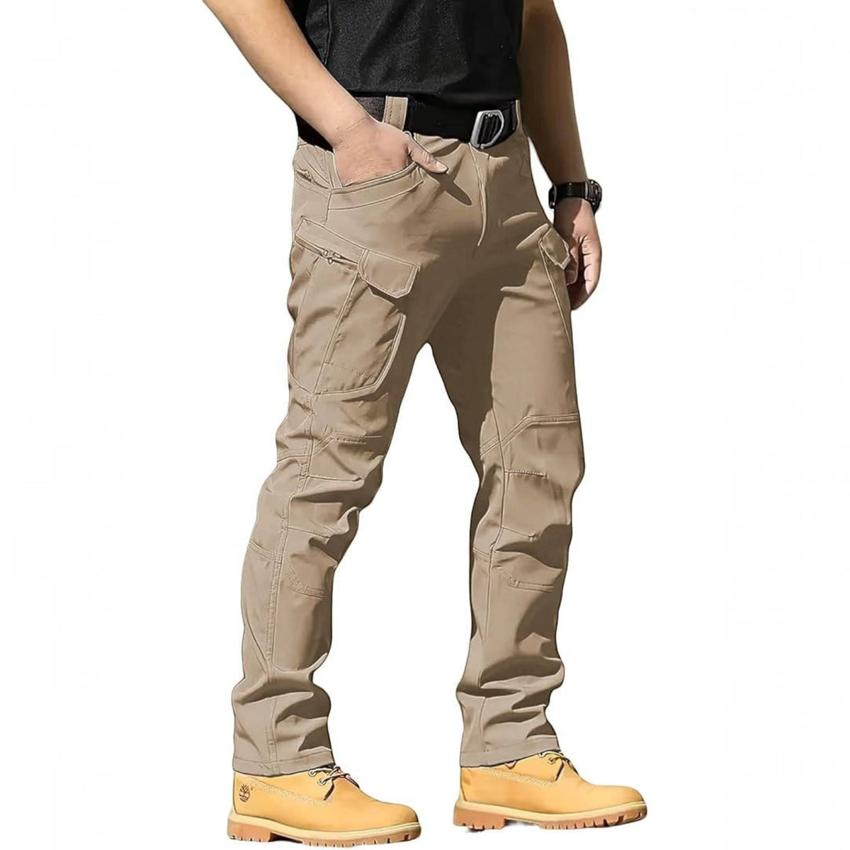 Mens Weatherproof Work Pants, Stretch Waterproof Cargo Pants, Durable Hiking Work Trousers with Multiple Pockets