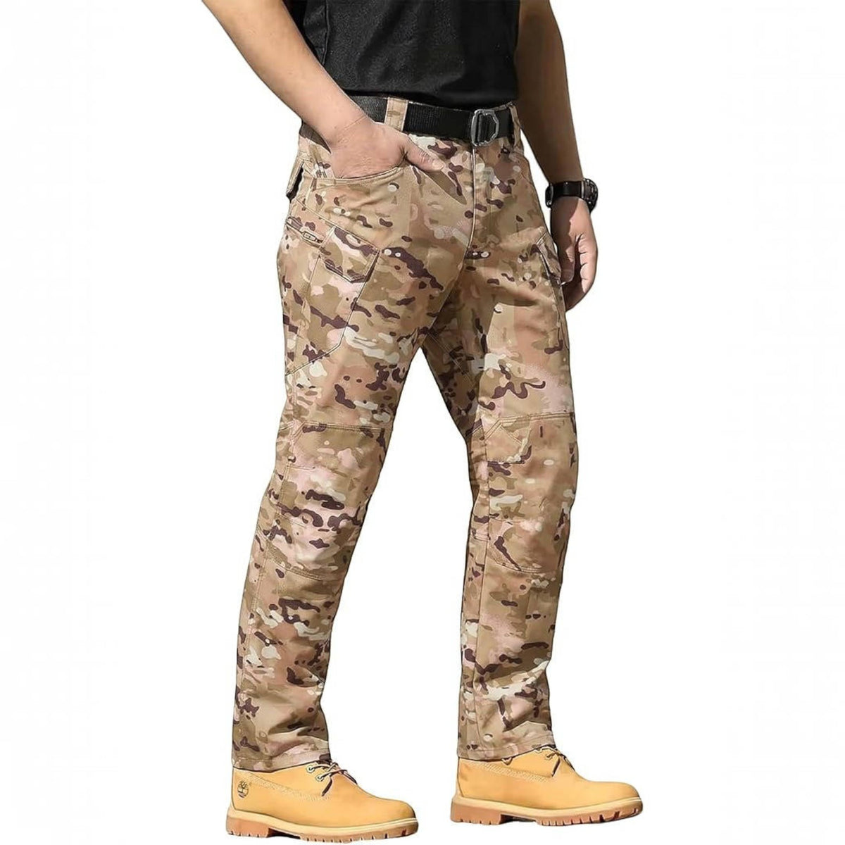 Mens Weatherproof Work Pants, Stretch Waterproof Cargo Pants, Durable Hiking Work Trousers with Multiple Pockets