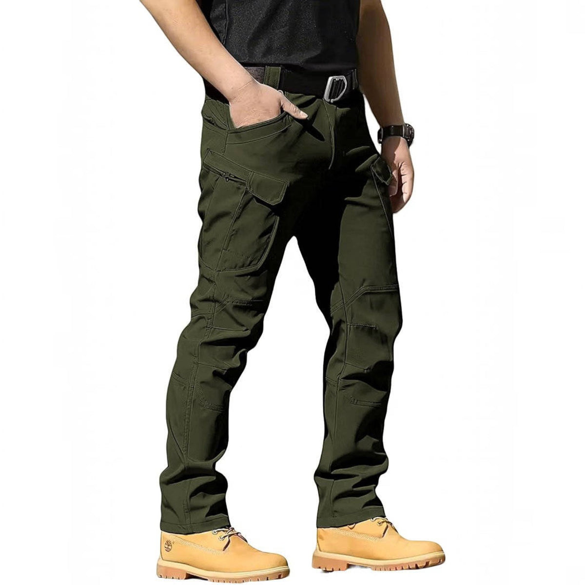 Mens Weatherproof Work Pants, Stretch Waterproof Cargo Pants, Durable Hiking Work Trousers with Multiple Pockets