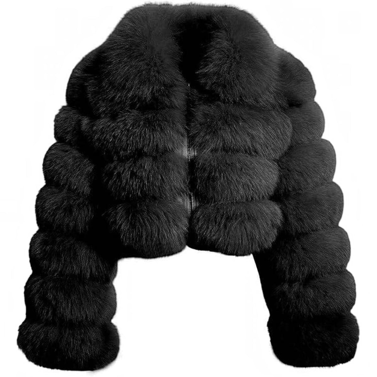 Womens Faux Fur Cropped Jacket, Fluffy Teddy Puffer Coat, Zip Up Warm Winter Jacket