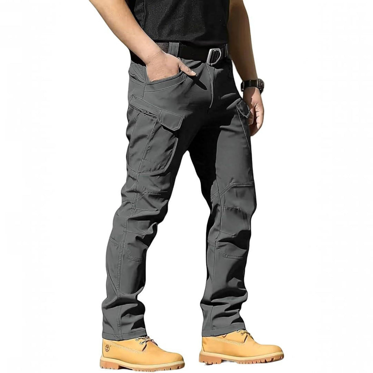 Mens Weatherproof Work Pants, Stretch Waterproof Cargo Pants, Durable Hiking Work Trousers with Multiple Pockets