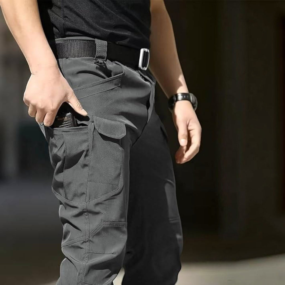 Mens Weatherproof Work Pants, Stretch Waterproof Cargo Pants, Durable Hiking Work Trousers with Multiple Pockets