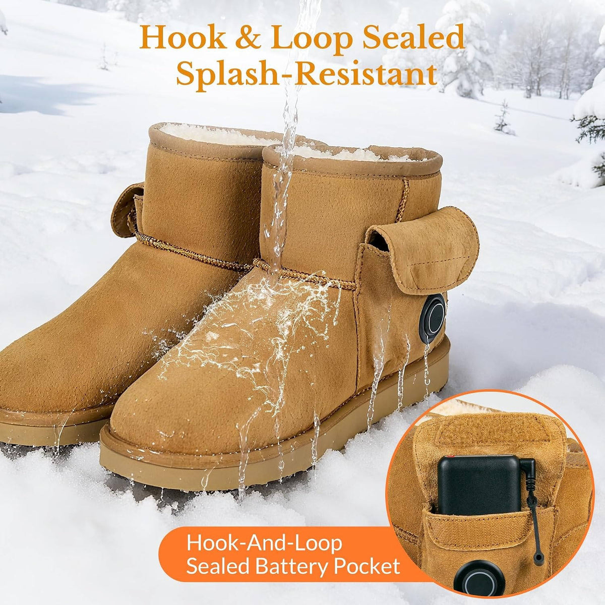 Heated Boots for Men & Women, Waterproof Winter Shoes with 5000mAh Rechargeable Battery, 3 Heat Levels, Indoor & Outdoor