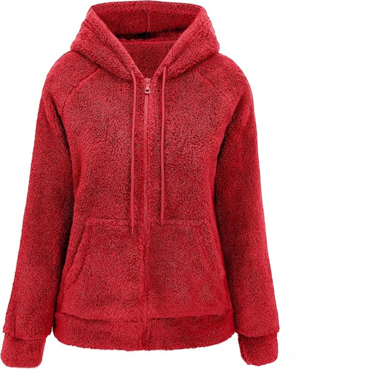 Womens Sherpa Faux Fur Jacket, Hooded Fleece Short Coat, Warm Winter Outerwear