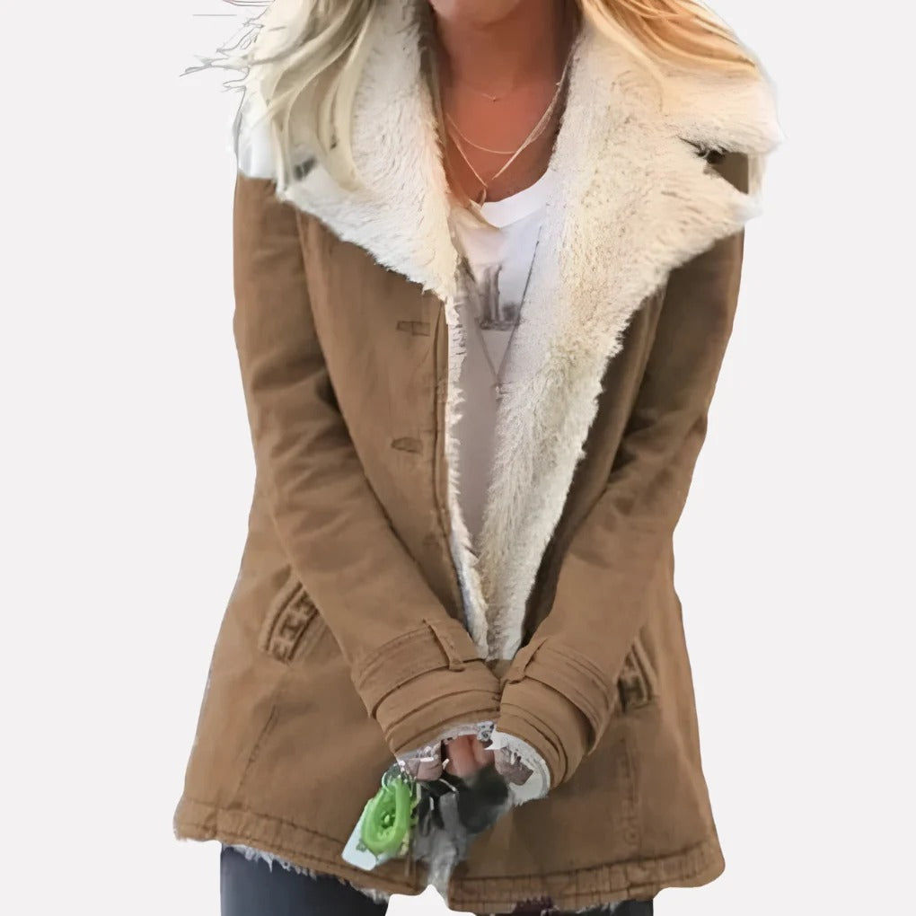 Womens Sherpa Lined Jacket with High Collar