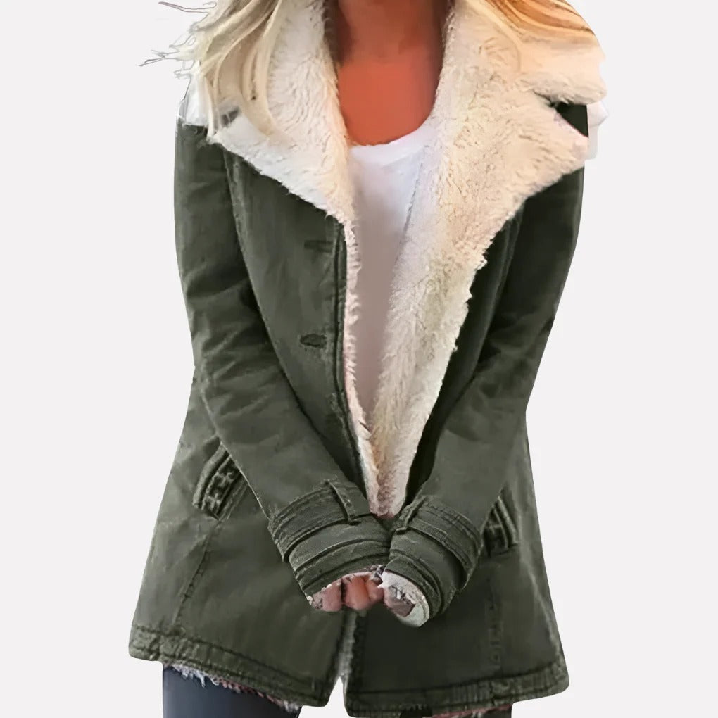 Womens Sherpa Lined Jacket with High Collar