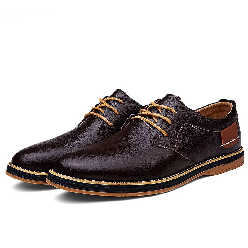 Men's Leather Oxford Shoes, Lace Up Casual Dress Shoes, Comfortable Textured Walking Shoes