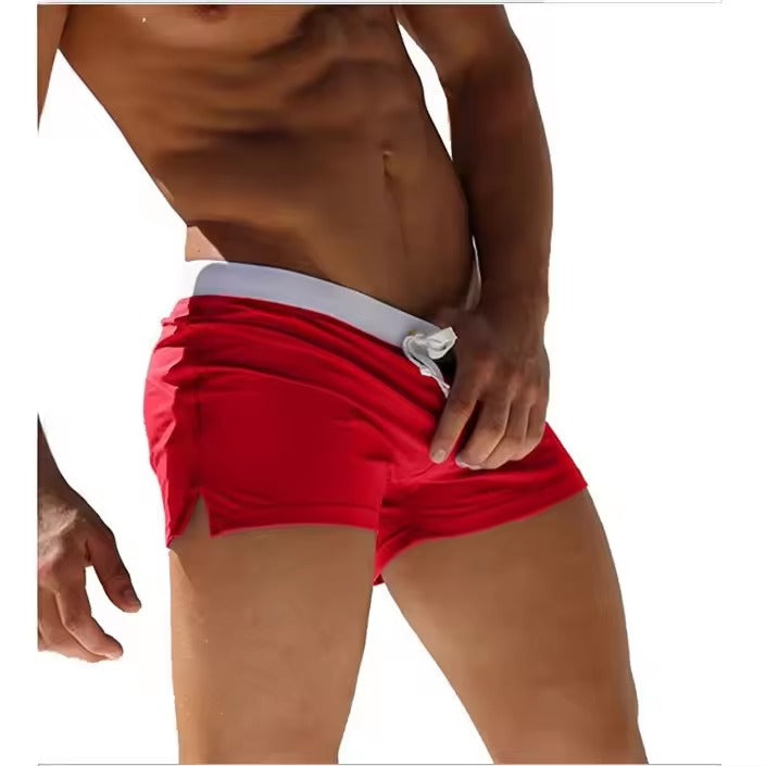 Men's Swim Trunks, Quick Dry Slim Fit Swim Shorts, Drawstring Beach Swimwear with Zipper Pocket
