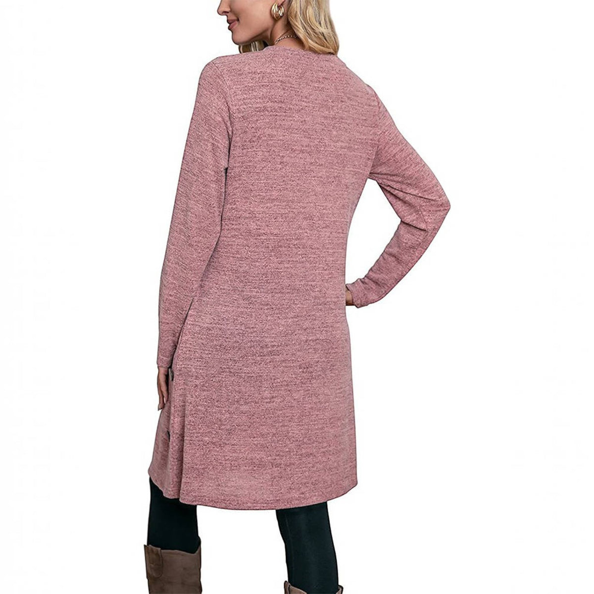 Womens Fall Dress, Crew Neck Long Sleeve Dress, Casual Midi Dress with Pockets