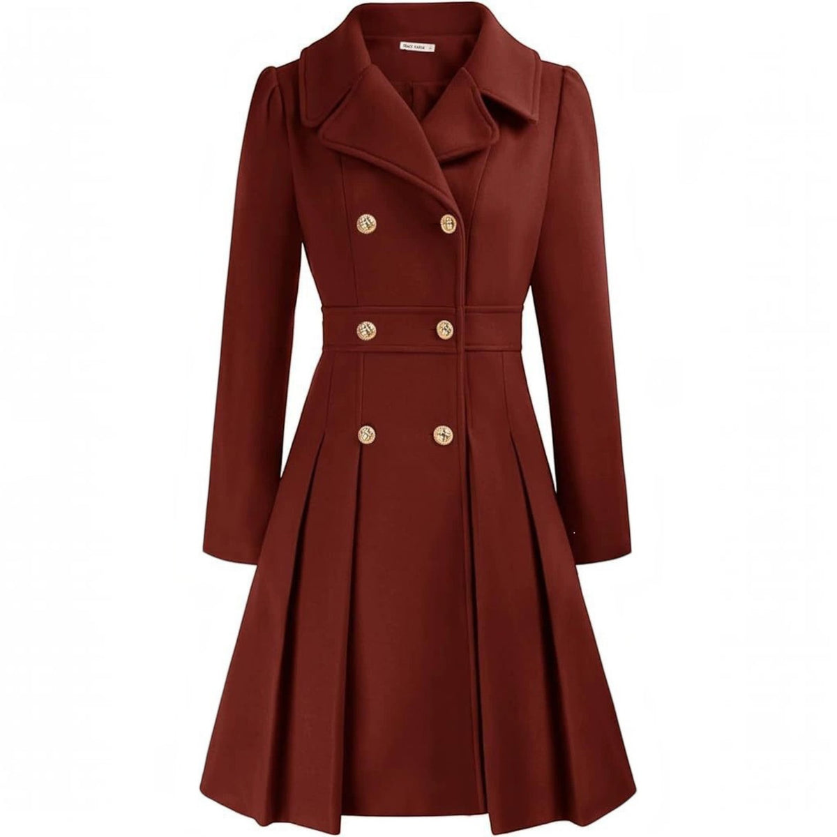 Womens Double Breasted Trench Coat, Thick A Line Peacoat, Notch Lapel with Pockets