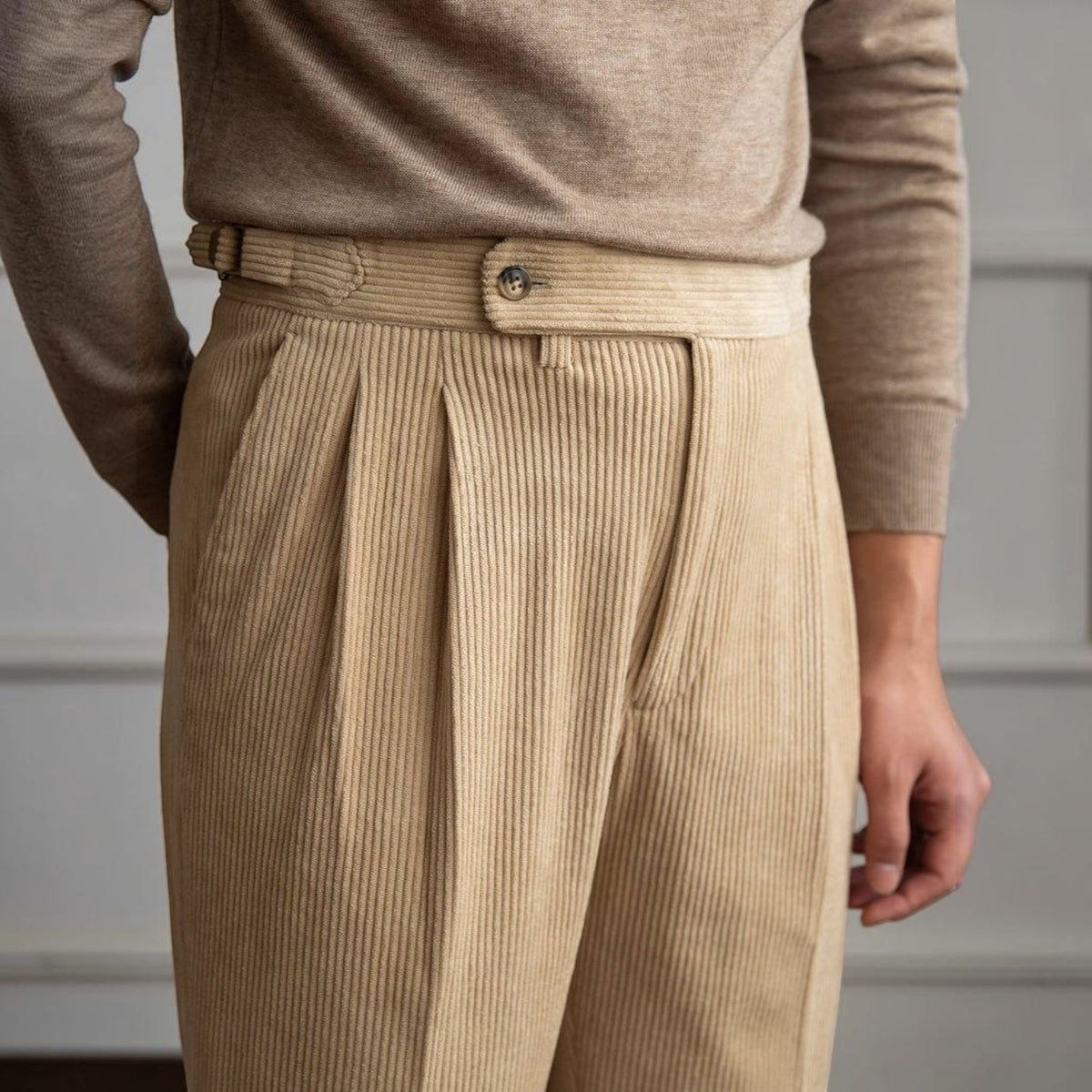 Mens Corduroy Dress Pants, Classic Fit, Soft Ribbed Fabric Formal Casual Trousers