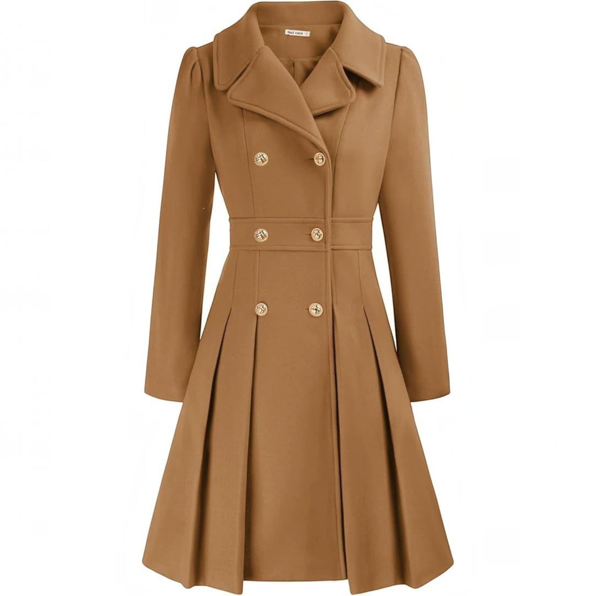 Womens Double Breasted Trench Coat, Thick A Line Peacoat, Notch Lapel with Pockets