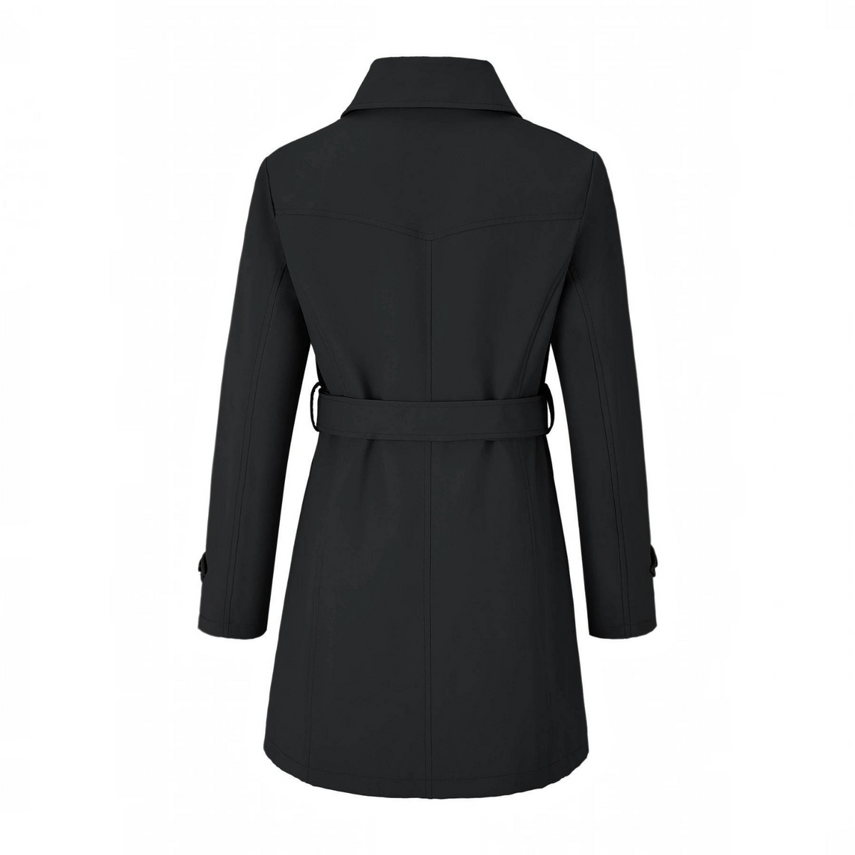 Womens Trench Coat, Classic Lapel, Belted Outerwear