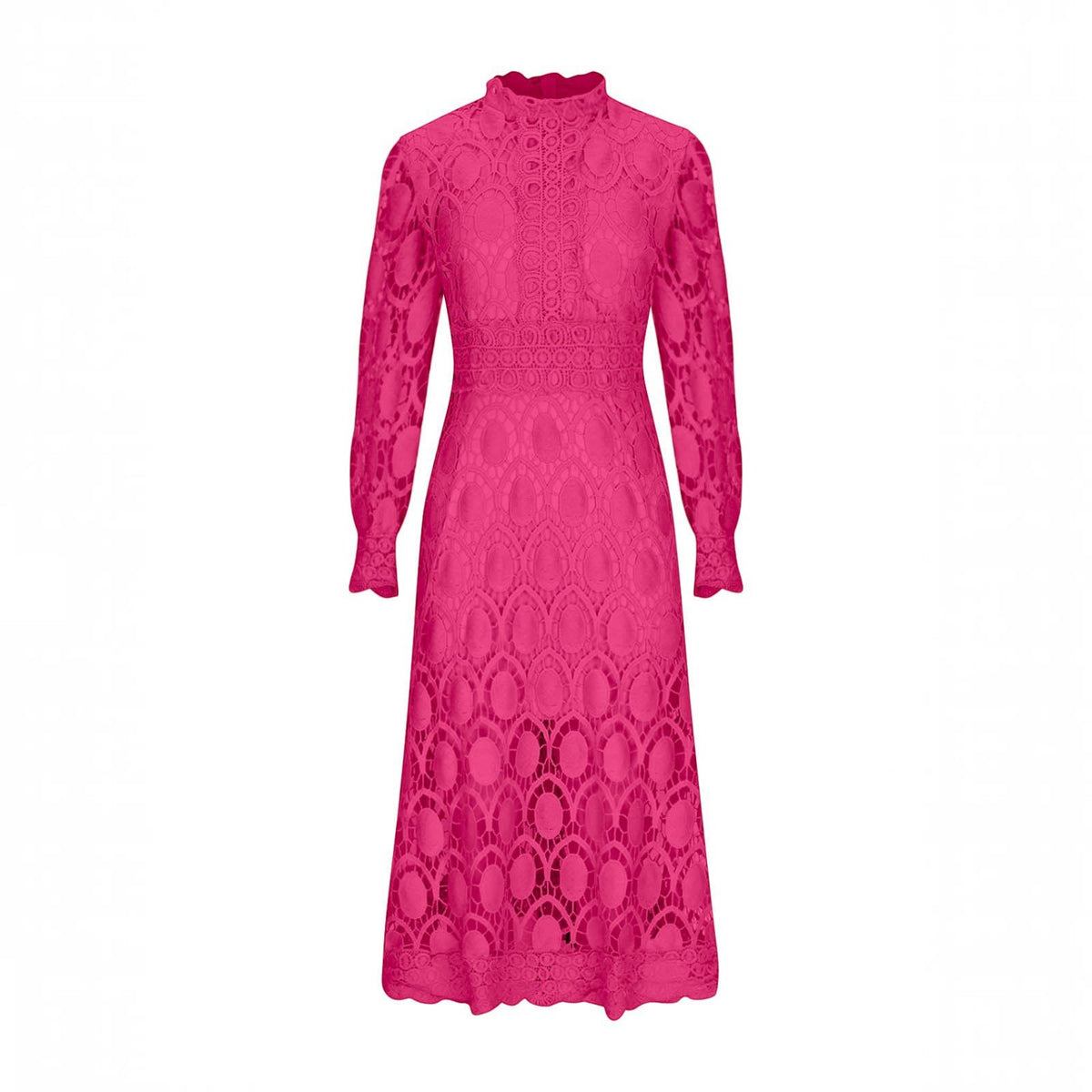Womens Camille Openwork Midi Dress, Elegant Cutout Knit Dress, Stylish Casual Occasion Wear
