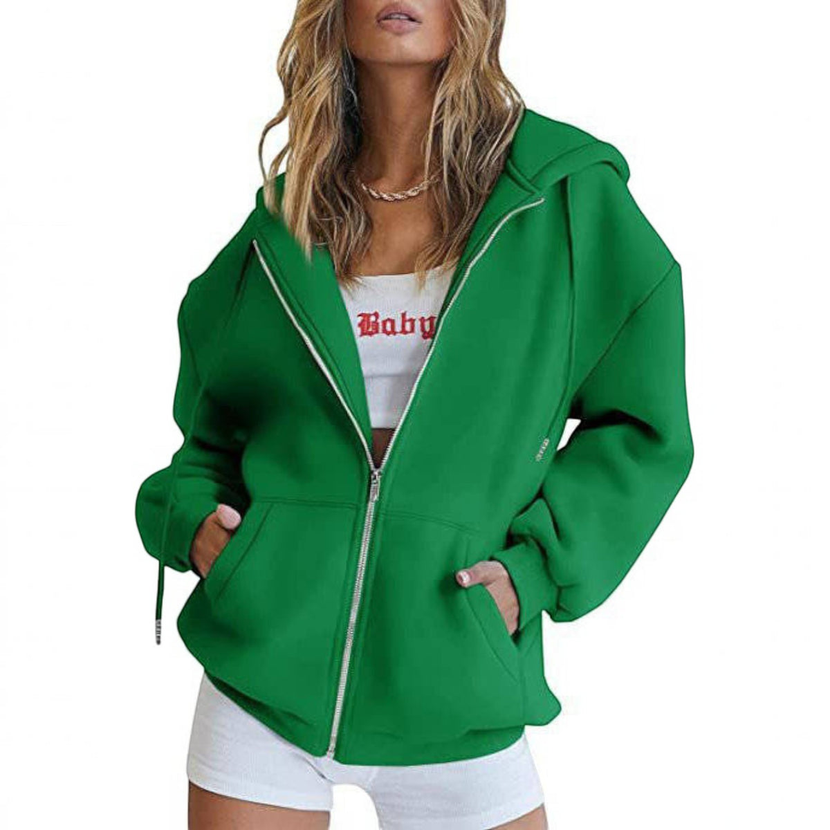 Womens Oversized Zip Up Hoodie - Fleece Sweatshirt Jacket with Pockets