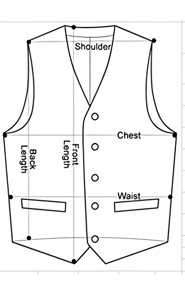 Herringbone Weave Vest with V Neck and Adjustable Back Strap, Slim Fit
