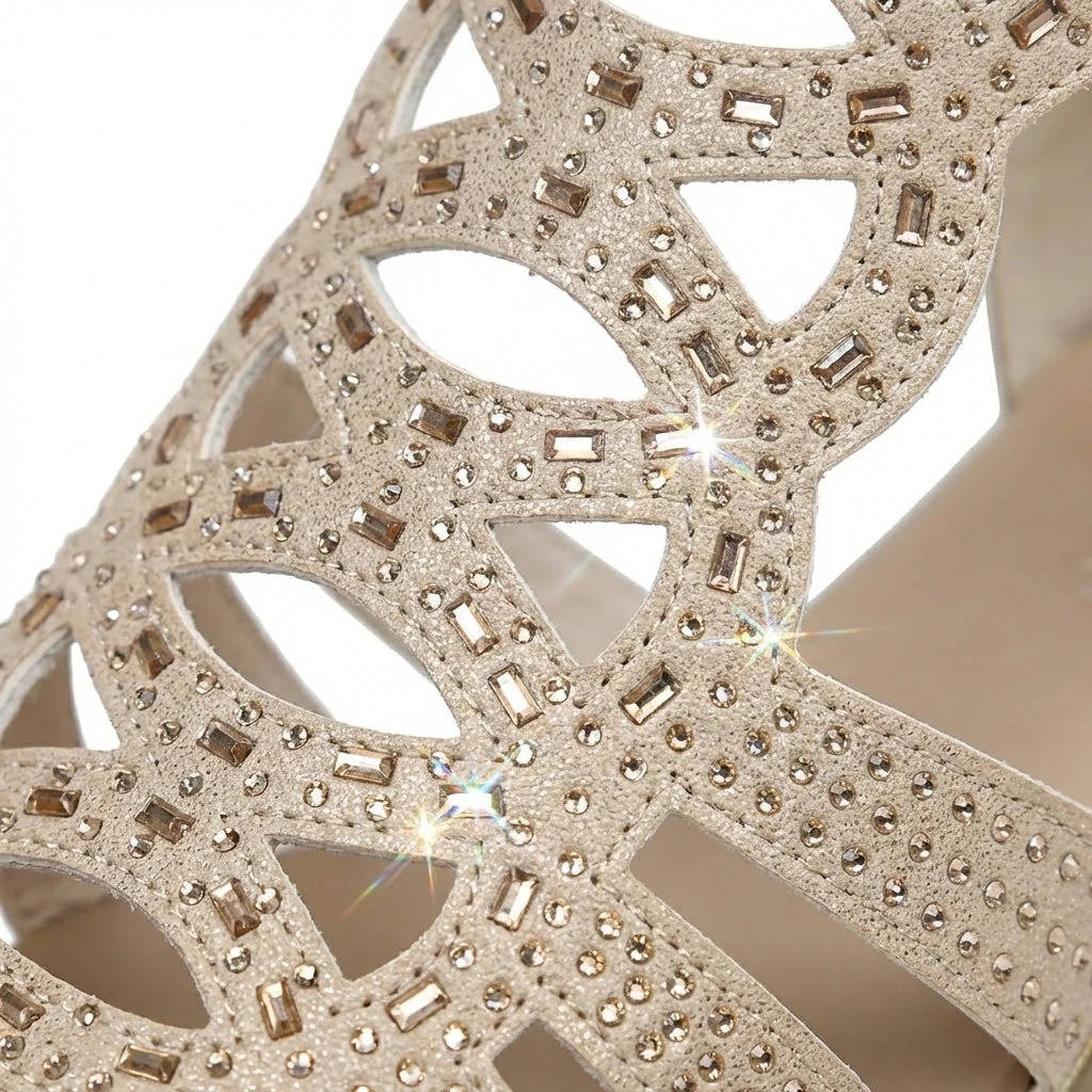Women's Orthopedic Wedge Sandals, Rhinestone Hollow Out Gladiator Shoes, Casual Open Toe Comfortable Summer Sandals