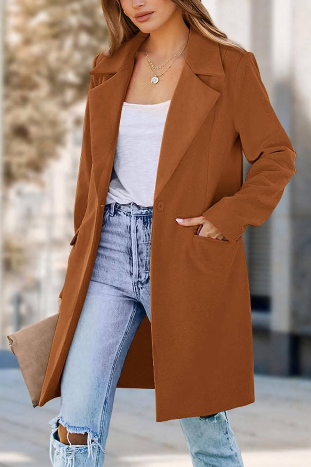 Womens Long Blazer Jacket, Business Casual Workwear