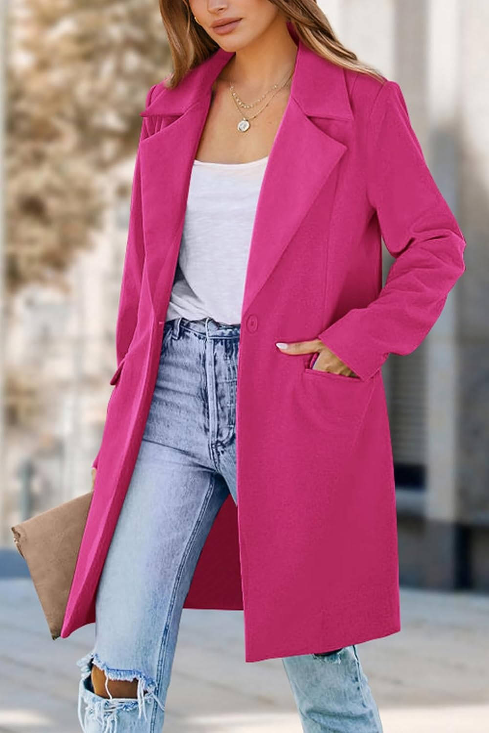 Womens Long Blazer Jacket, Business Casual Workwear