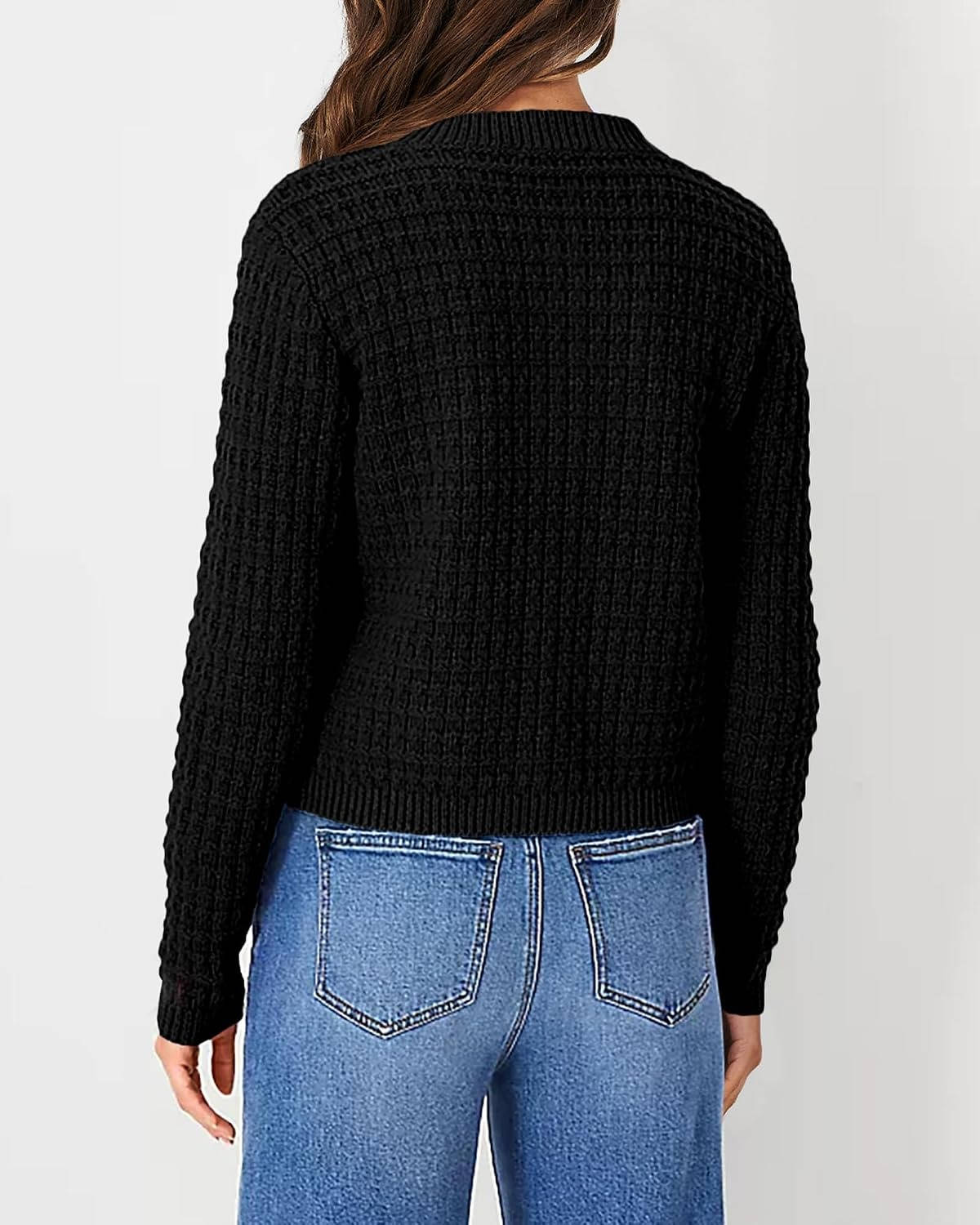 Womens Fall Lightweight Cardigan Sweater, Cozy Knit Cotton Long Sleeve Button Up Open Front