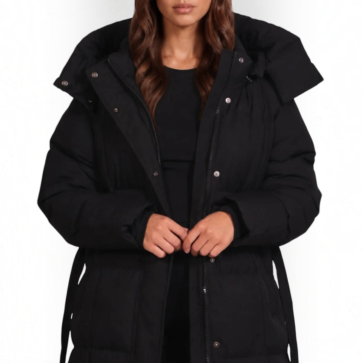 Womens Puffer Coat, Luciana Hooded Winter Coat, Warm Quilted Outerwear