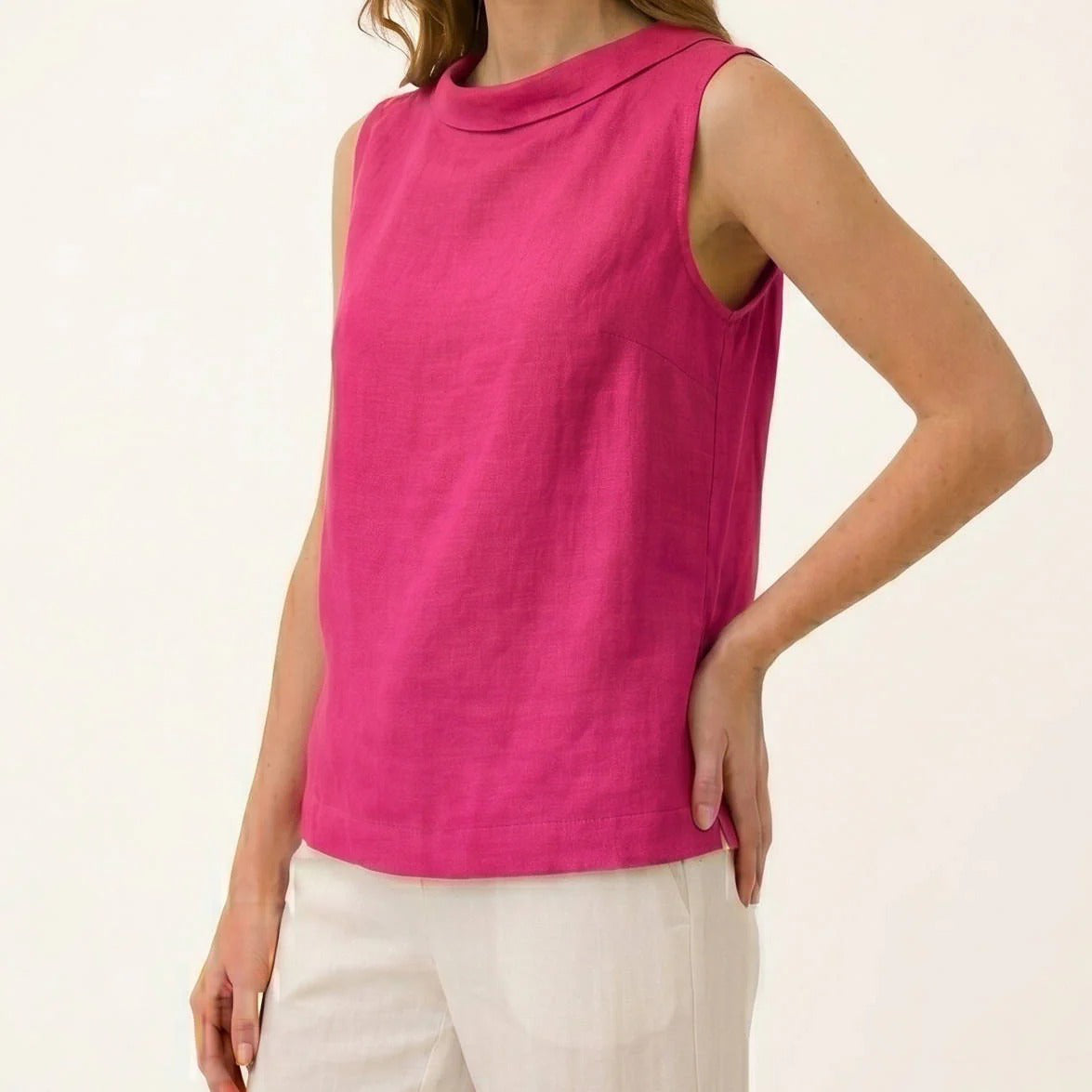Sleeveless Roll Collar Top, Elegant Casual Women’s Top for Daily Fashion