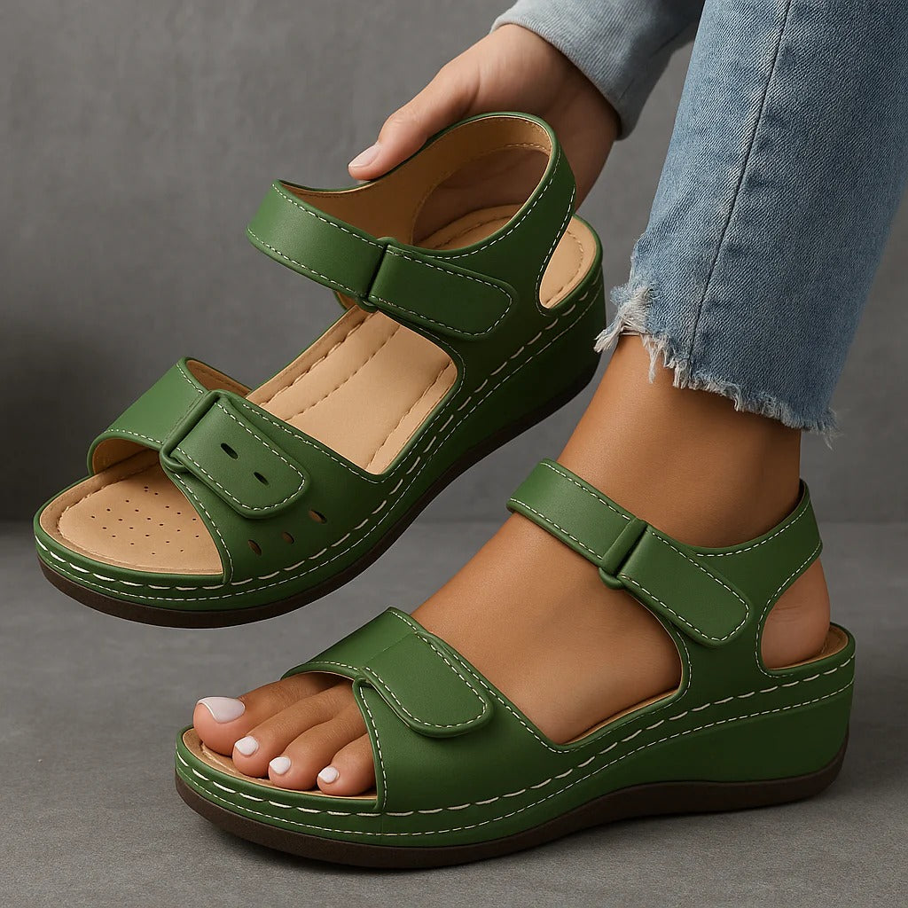 Women's Orthopedic Sandals with Wedge Heel, Comfortable Open Toe Summer Walking Sandals with Arch Support, Ergonomic Cushioning Dress Wedges for Plantar Fasciitis