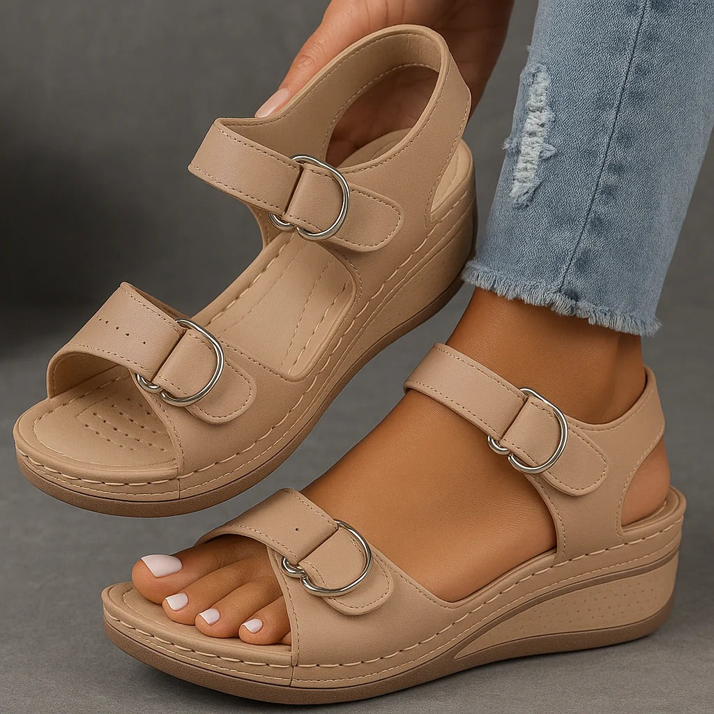 Women's Orthopedic Sandals with Wedge Heel, Comfortable Open Toe Summer Walking Sandals with Arch Support, Ergonomic Cushioning Dress Wedges for Plantar Fasciitis