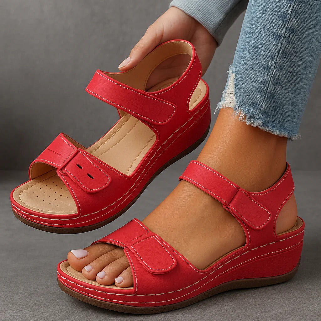 Women's Orthopedic Sandals with Wedge Heel, Comfortable Open Toe Summer Walking Sandals with Arch Support, Ergonomic Cushioning Dress Wedges for Plantar Fasciitis