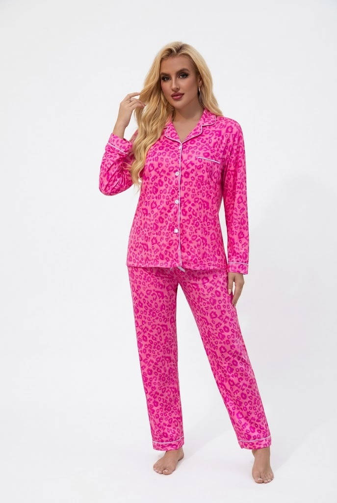 Womens 2 Piece Bow Print Pajama Set, Long Sleeve Fall Winter Sleepwear, Comfortable Loungewear for Casual Home Wear and Relaxing