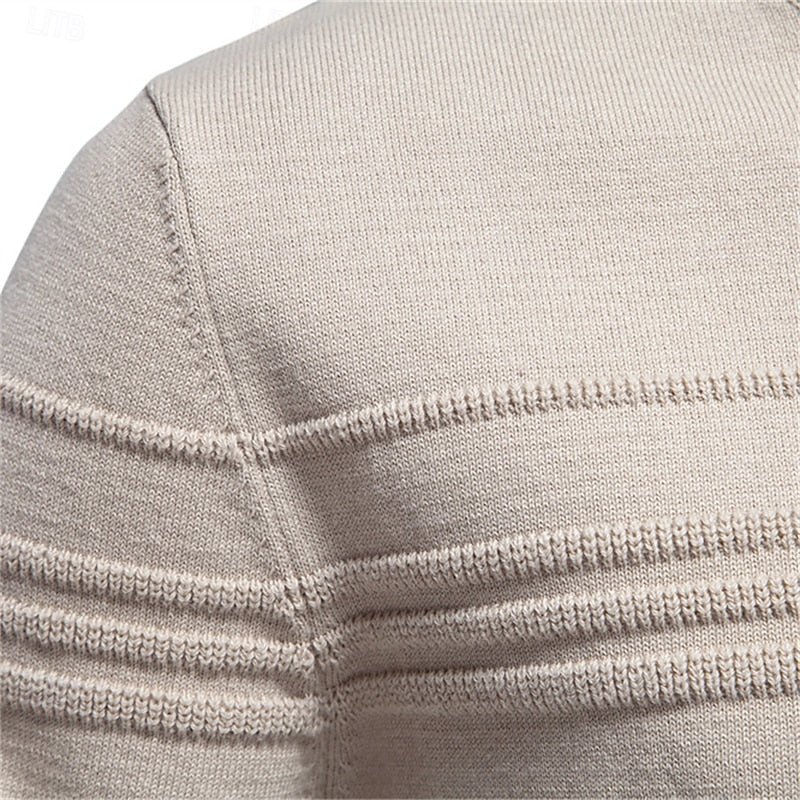 Textured Crewneck Sweater with Tailored Fit and Woven Fabric for Fall Winter