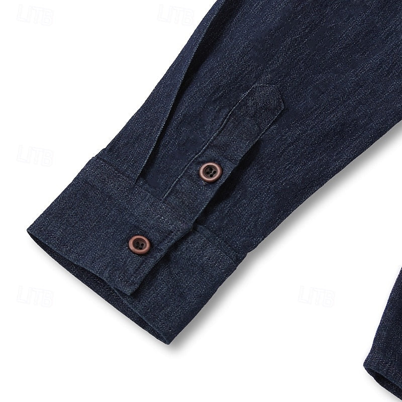 Button-Up Collared Shirt with Chest Pockets and Structured Shoulders