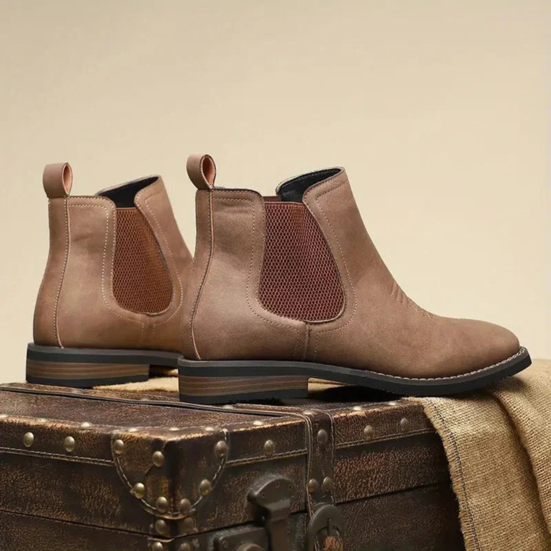 Mens Slip On Chelsea Boots with Contoured Footbed and Grip Sole, Synthetic Upper