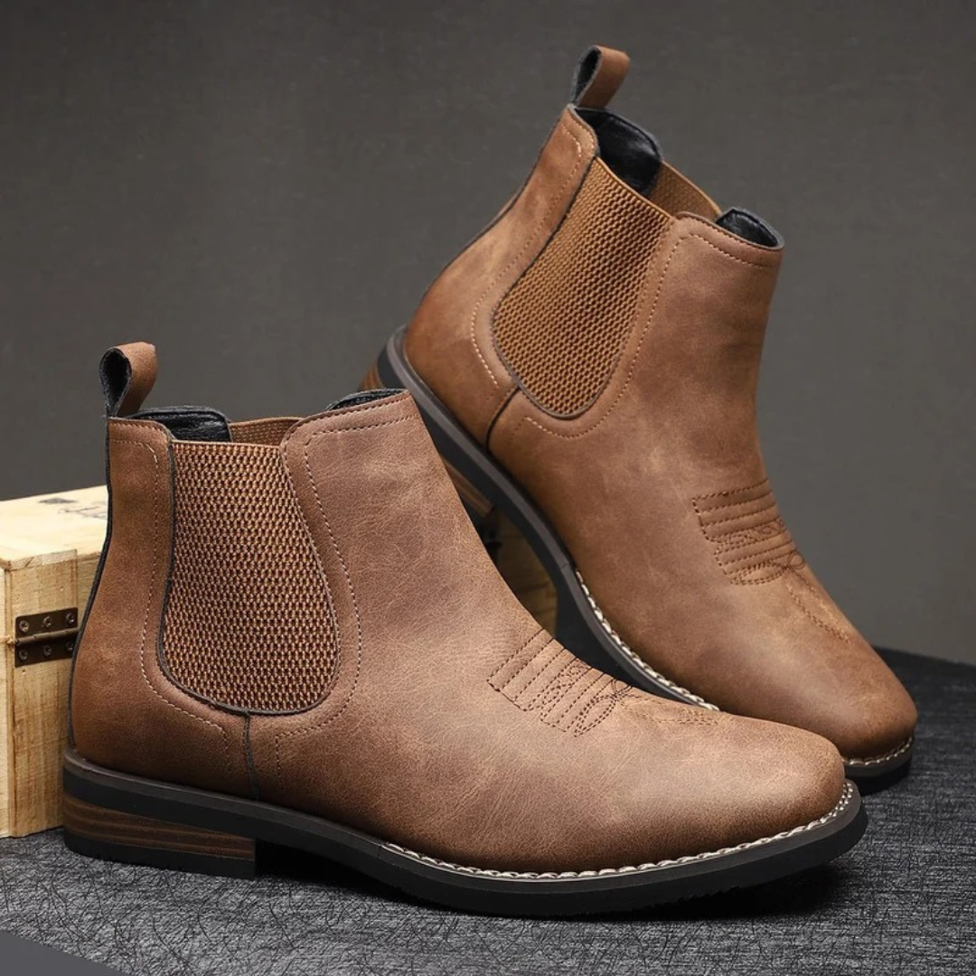 Mens Slip On Chelsea Boots with Contoured Footbed and Grip Sole, Synthetic Upper