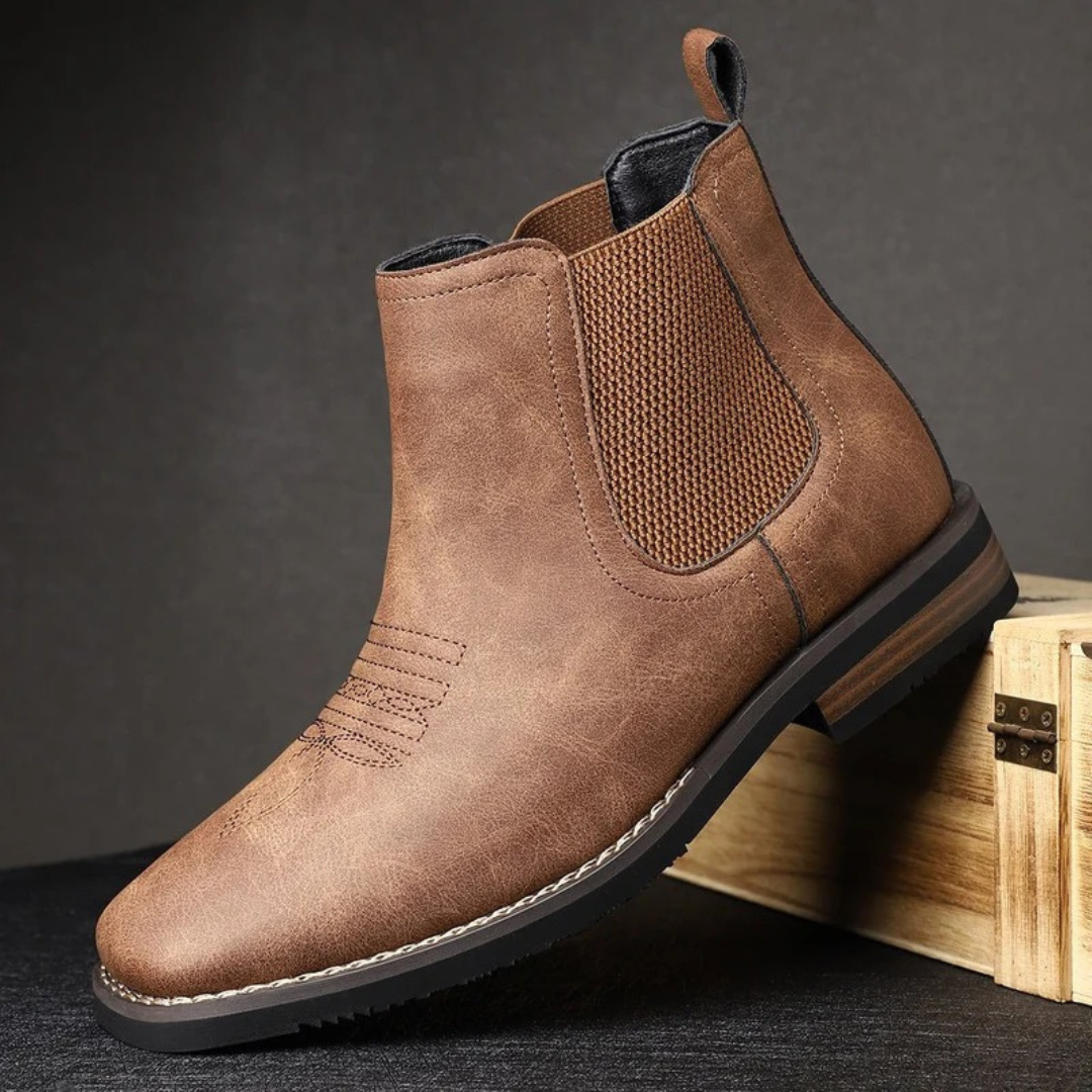 Mens Slip On Chelsea Boots with Contoured Footbed and Grip Sole, Synthetic Upper