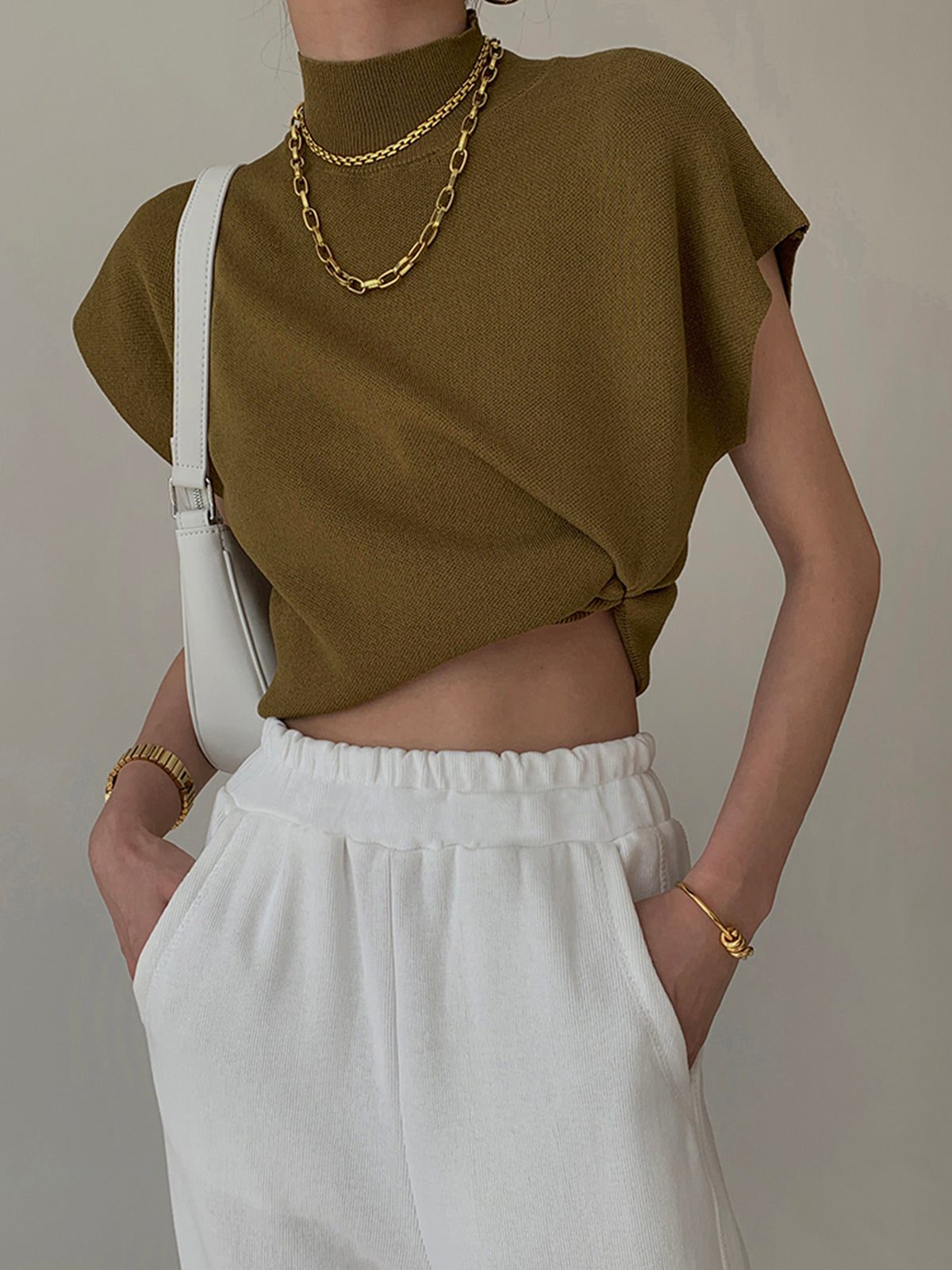 Knit Sweater with Acrylic Polyester Blend and Slight Stretch, Hip Length