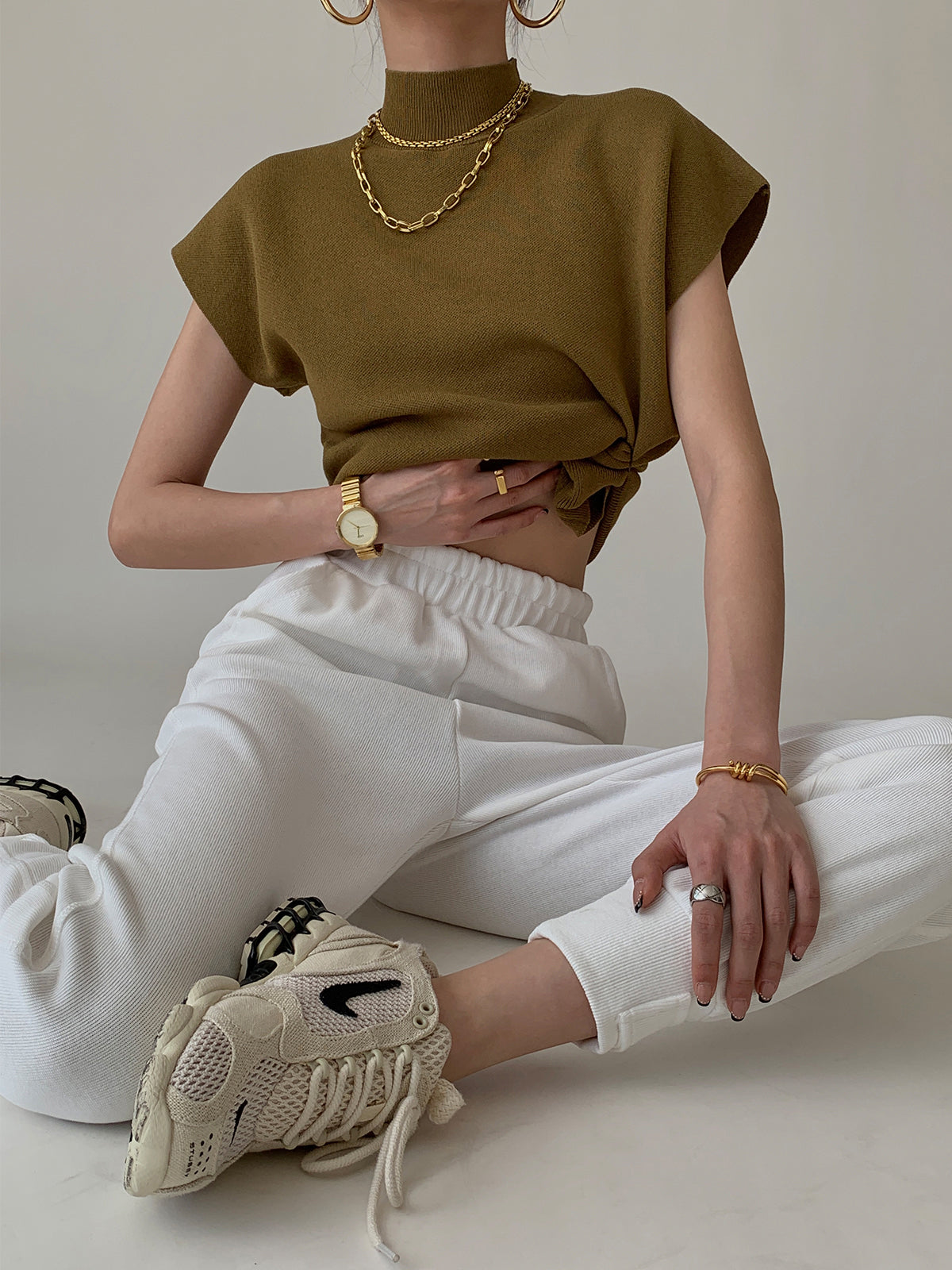 Knit Sweater with Acrylic Polyester Blend and Slight Stretch, Hip Length