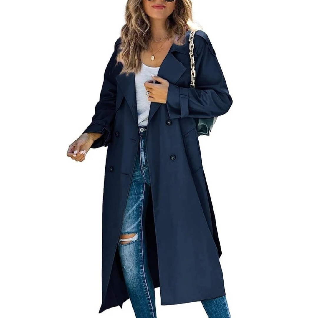 Womens Oversize Trench Coat with Adjustable Tie Belt and Loose Sleeves