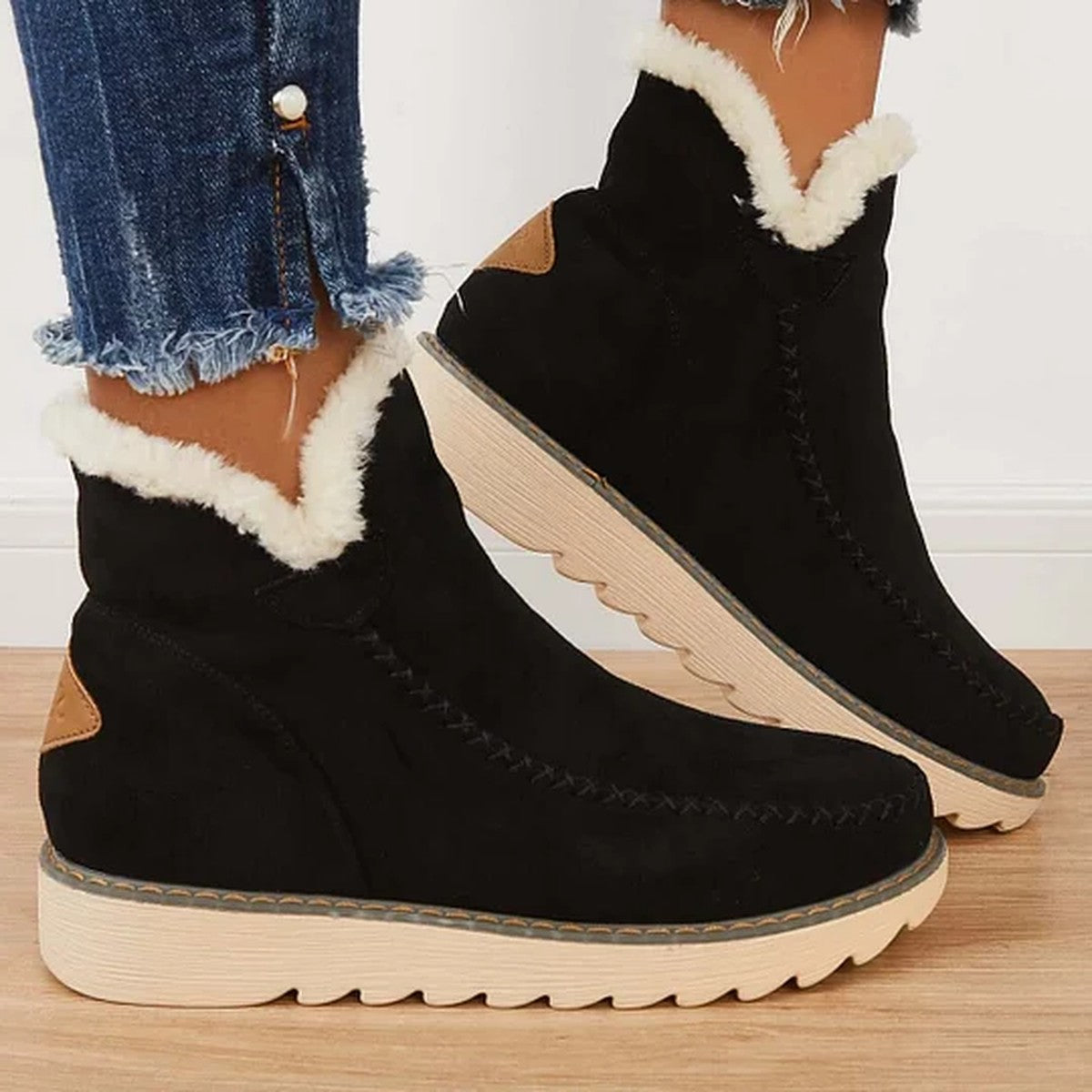 Womens Warm Winter Ankle Boots with Soft Faux Fur Lining