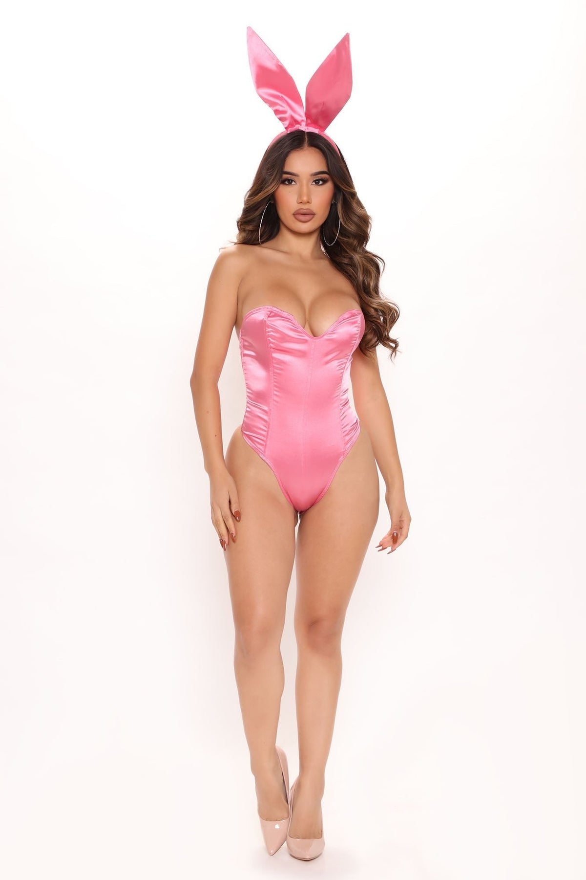 Bunny Costume Set with Bodysuit and Ear Headband for Women