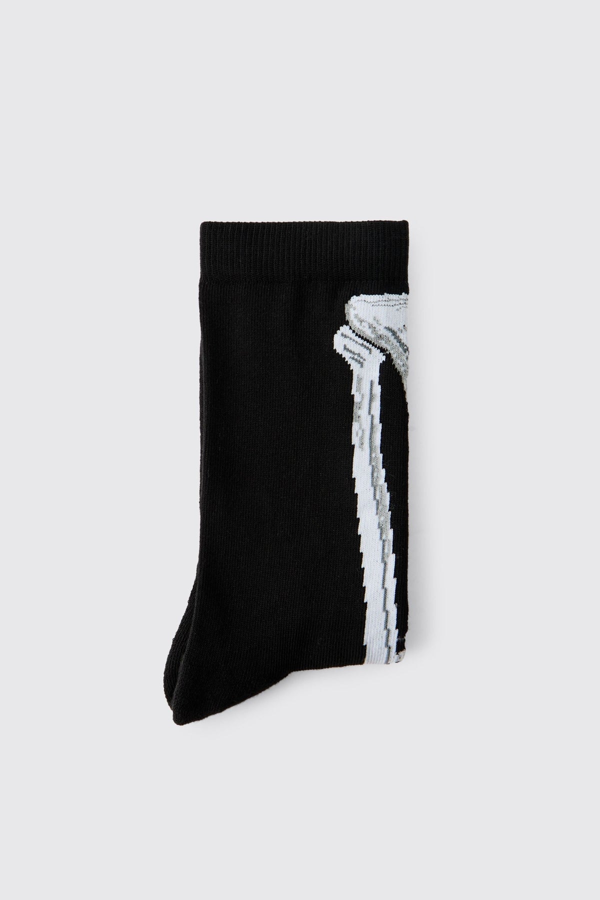 Skeleton Crew Socks with Knitted Bone Graphics and Ribbed Cuff