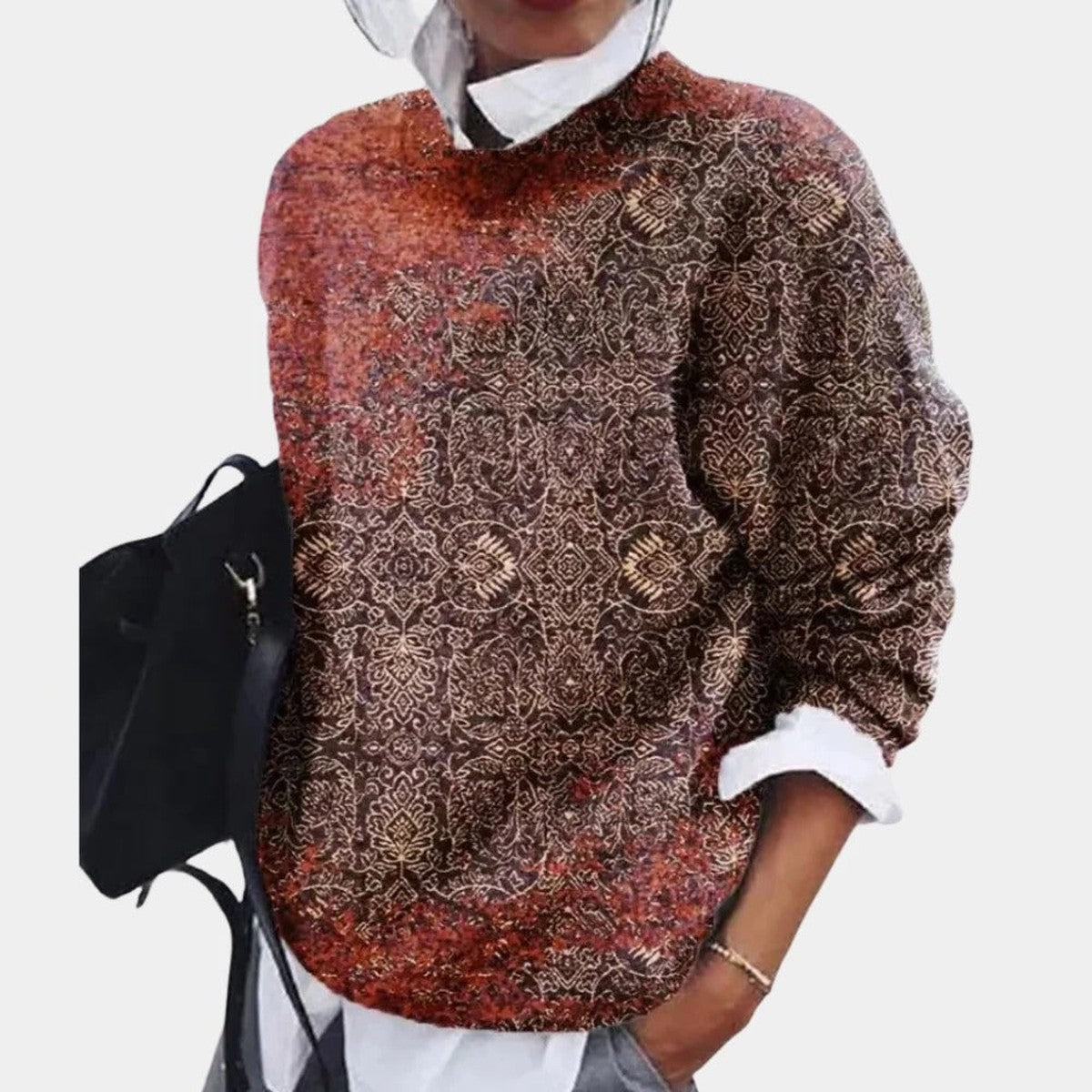 Women Crew Neck Knit Cardigan Sweater with Button Front and Long Sleeves