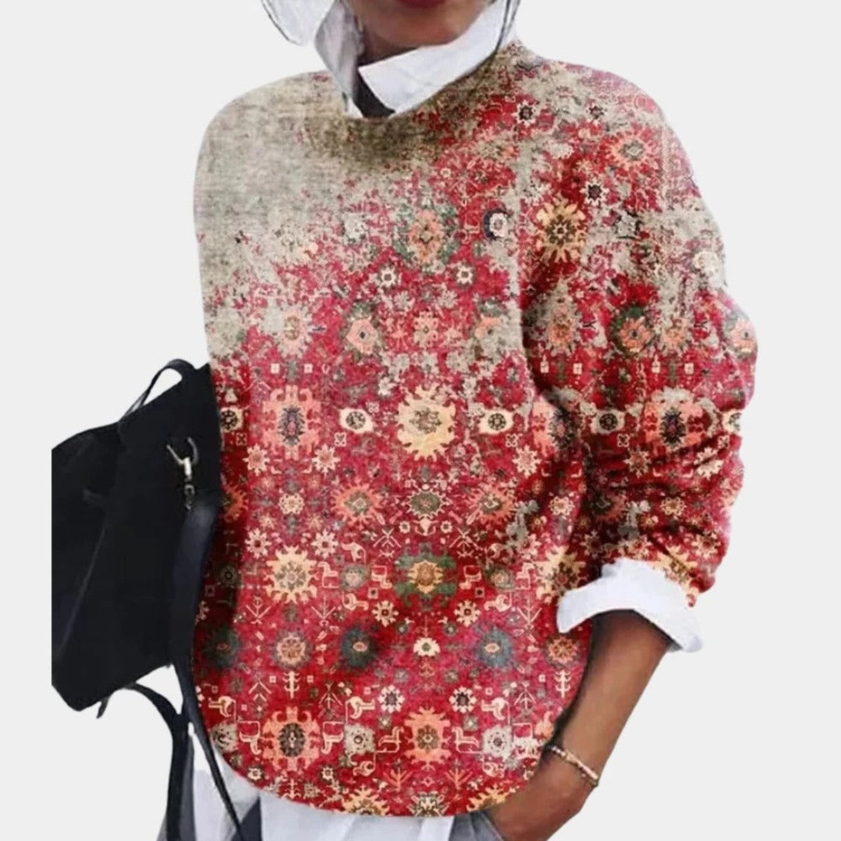 Women Crew Neck Knit Cardigan Sweater with Button Front and Long Sleeves