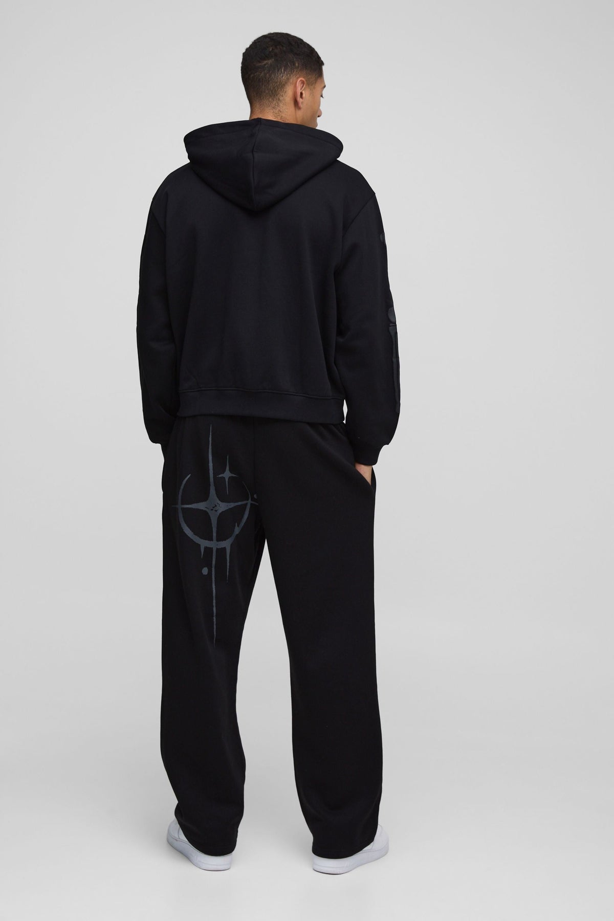 Skeleton Puff Print Zip Hoodie with Brushback Fleece and Drawstring Hood