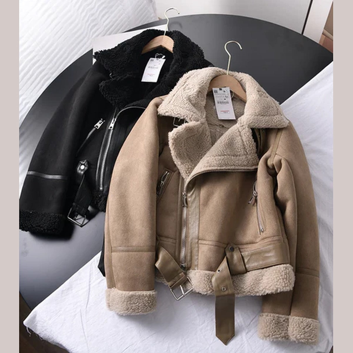 Classic Biker Style Faux Leather Jacket with Asymmetrical Zip and Metal Studs