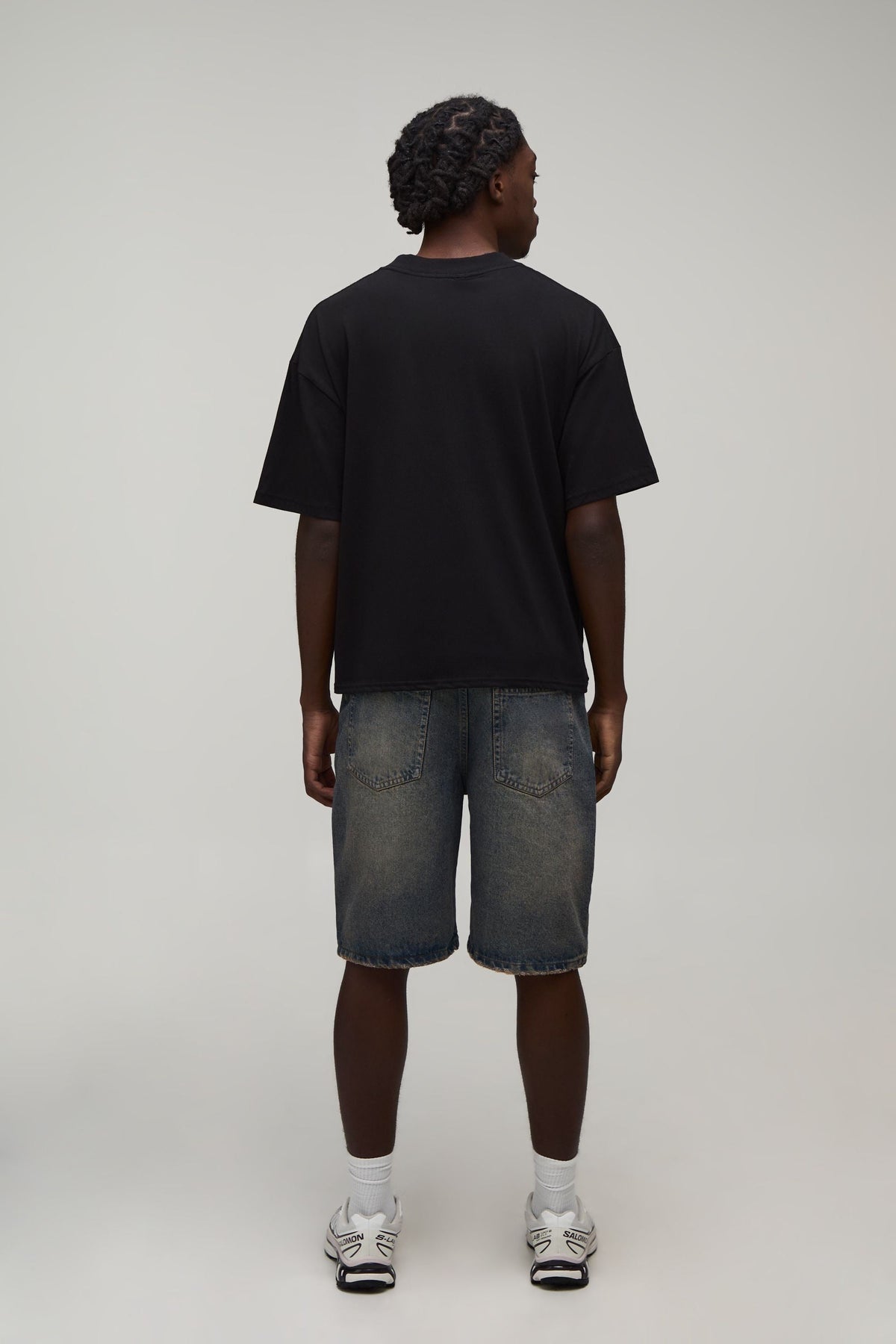 Oversized Boxy Tee with Gothic Chest Graphic and Dropped Shoulders, Cropped Length