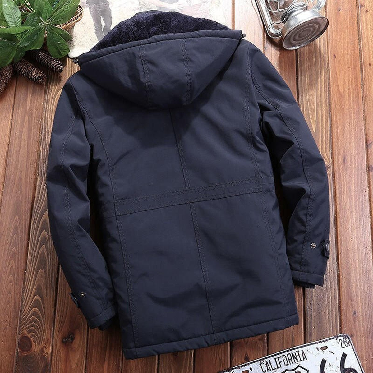 Men Fleece Lined Winter Utility Parka Jacket with Multiple Cargo Pockets