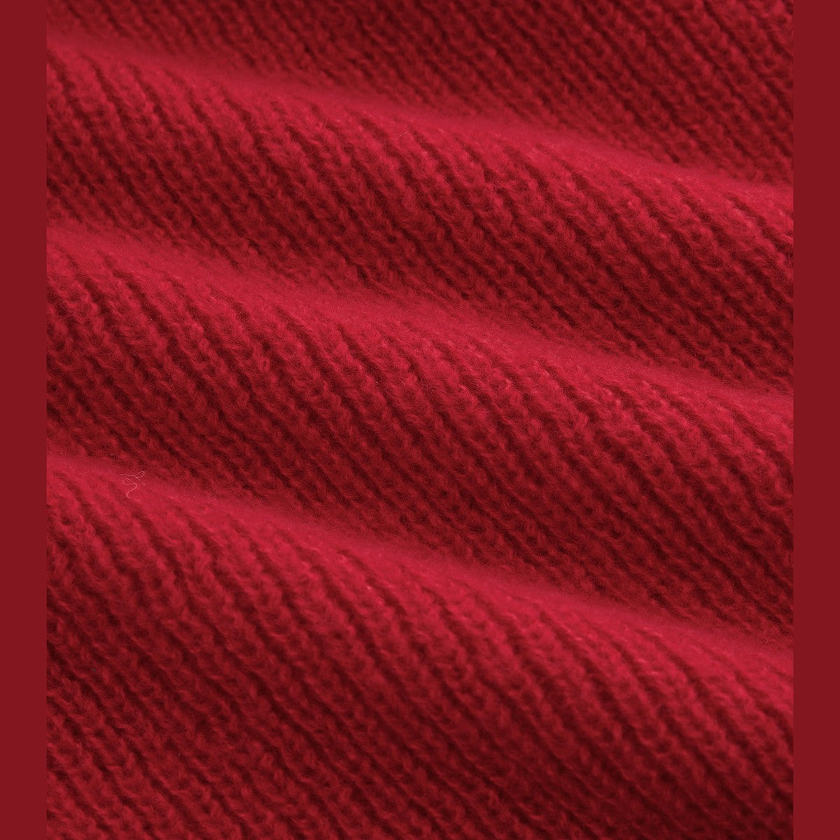 Red Ribbed Long Sleeve Pullover with Fold Over Off Shoulder Neckline
